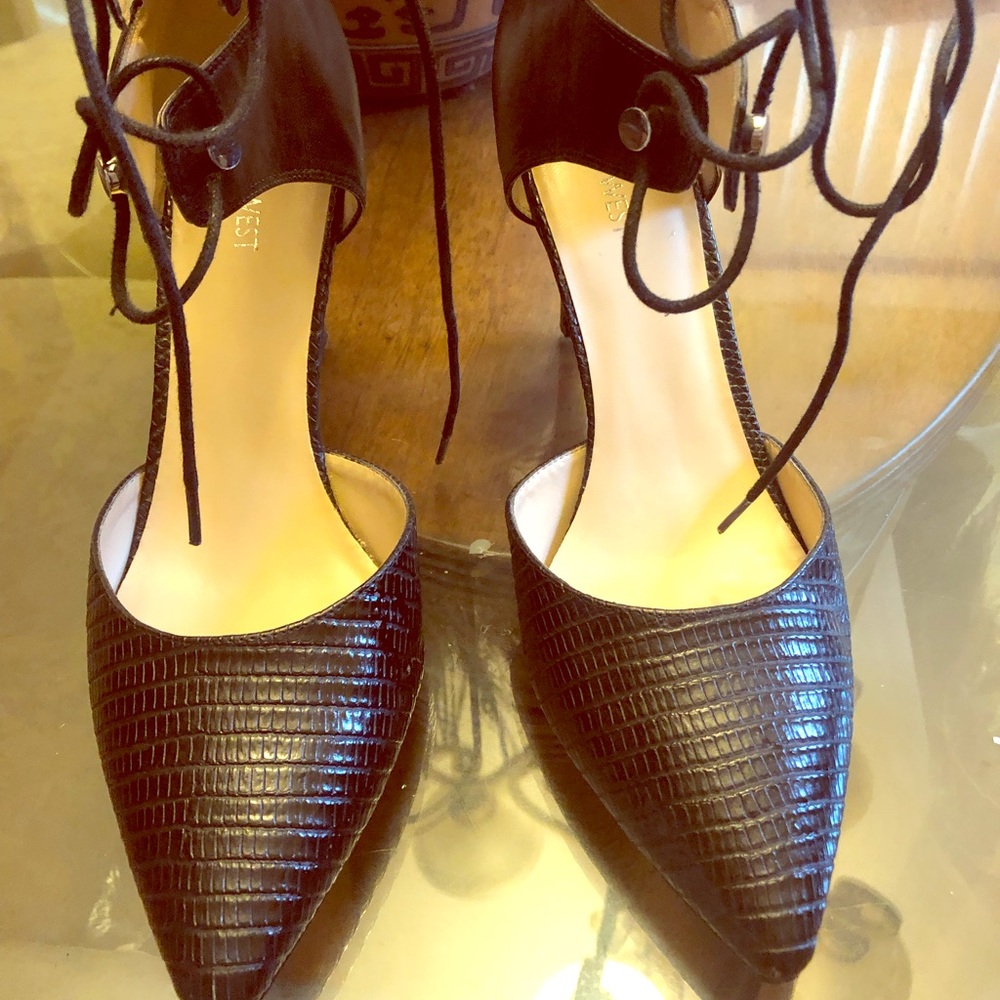 Black Pointed Ankle Strappy Heels